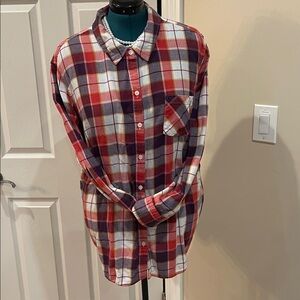 Faded Glory Red and Purple Plaid Cotton Shirt Plus 26/28